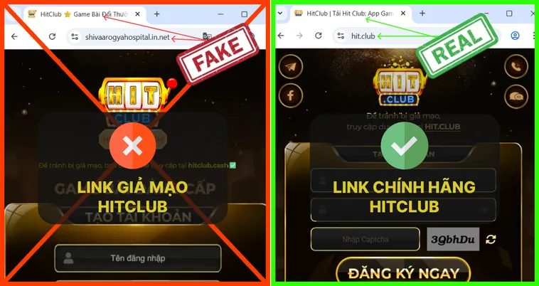 Logo trên trang chủ Hit.Club thật sắc nét, còn logo giả Hit.Club thường mờ hoặc pixel hóa.